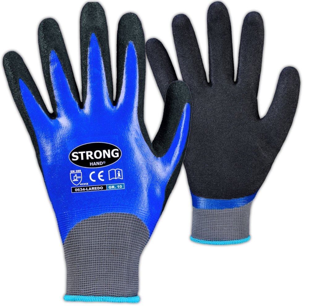 Găng tay bảo hộ Nitrile Stronghand 0634 LAREDO phủ toàn phần Size 8-11