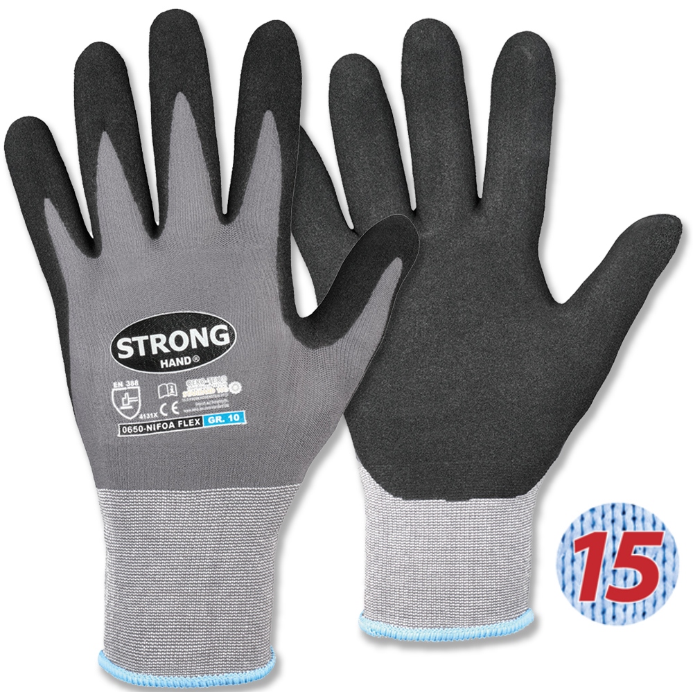 Găng tay bảo hộ lao động phủ Nitrile Stronghand 0650 NIFOA FLEX cỡ 6-11