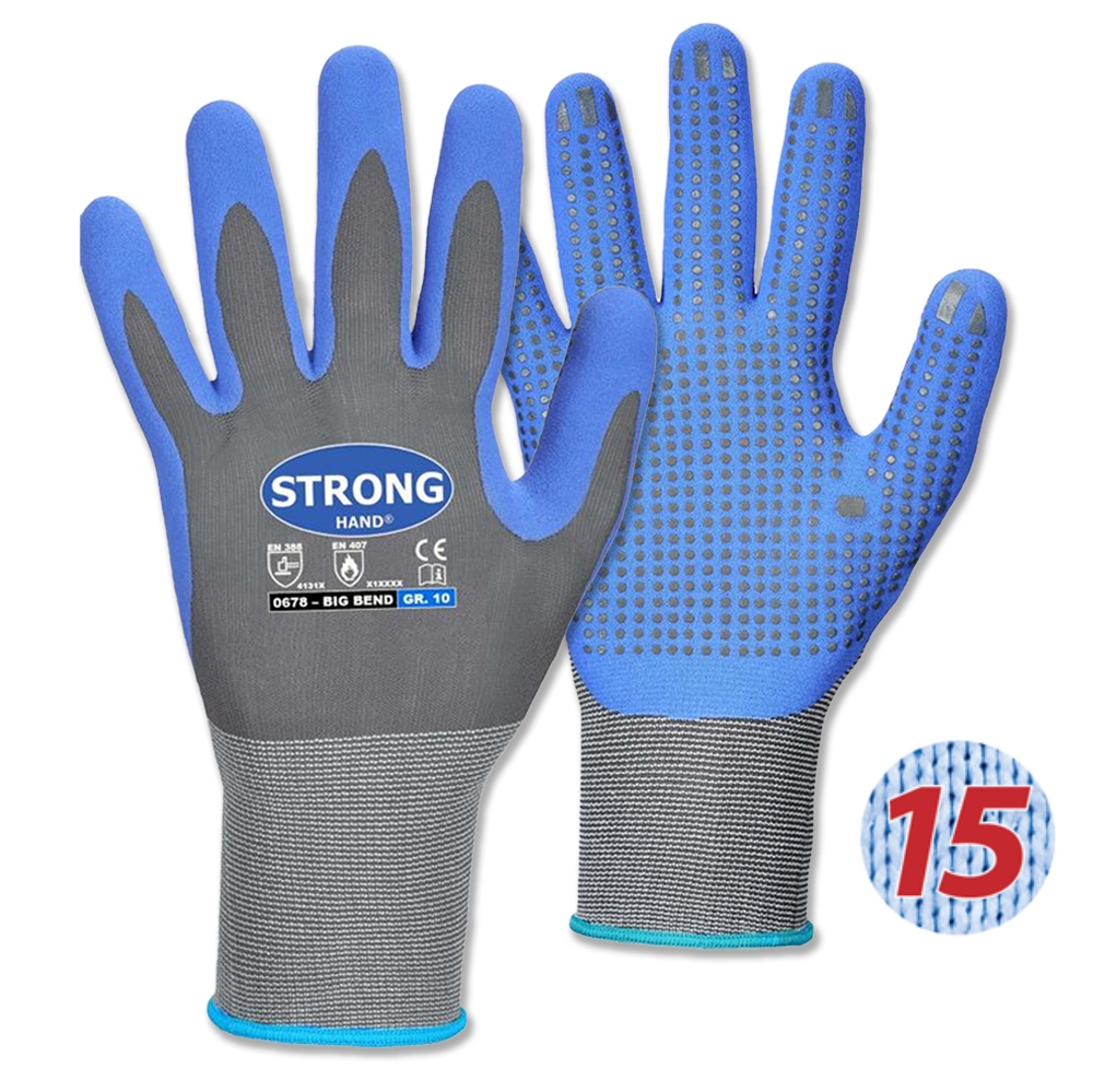 Găng tay bảo hộ lao động phủ Nitrile chấm hạt Stronghand 0678 BIG BEND cỡ 6-11