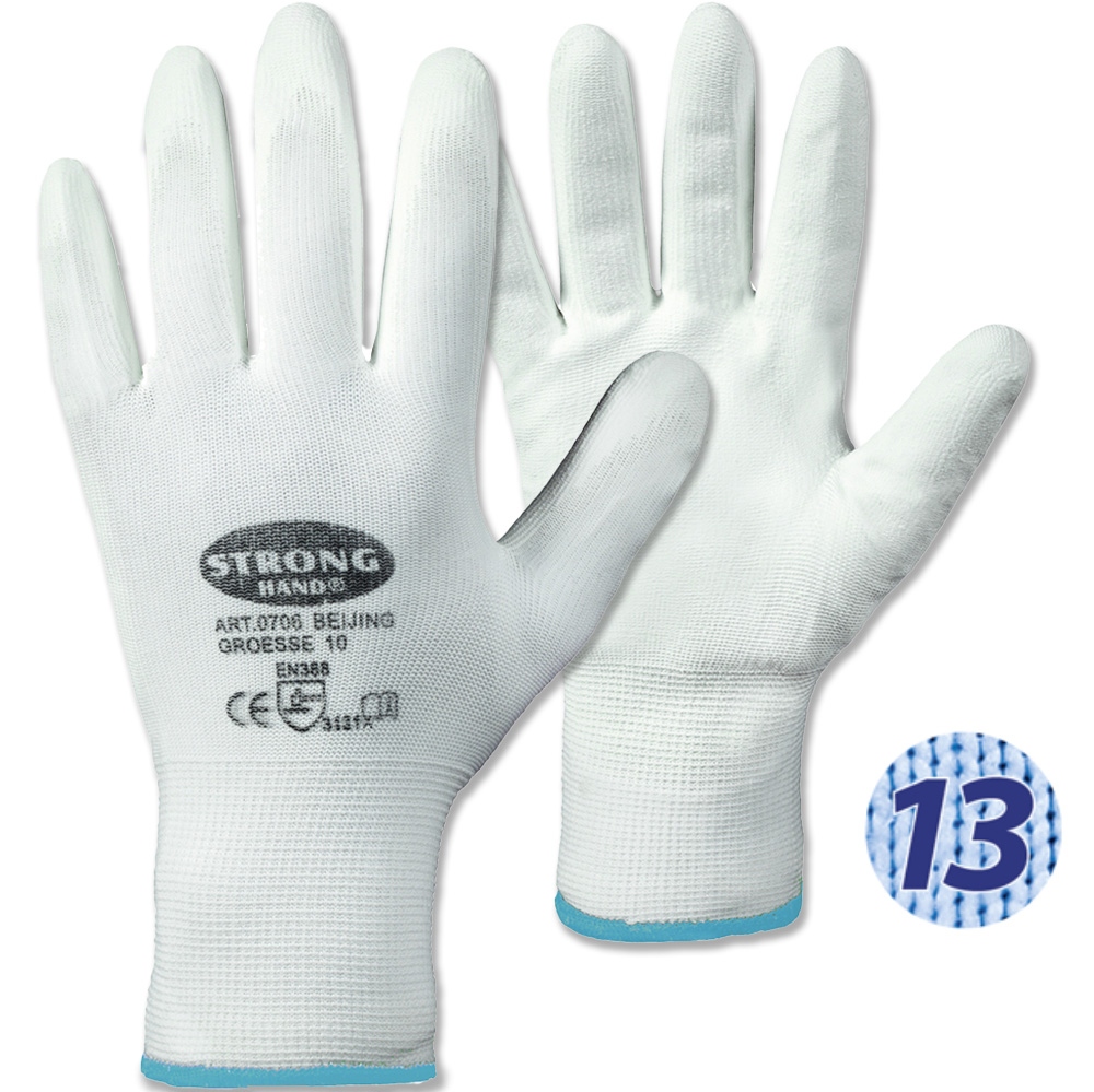 Găng tay bảo hộ Nylon phủ PU Stronghand 0706 màu trắng size 6-11