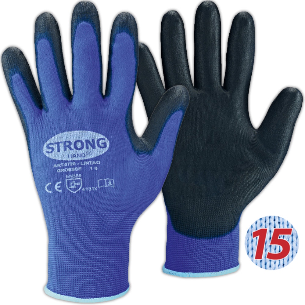 Găng tay bảo hộ lao động phủ PU siêu nhẹ Stronghand 0720 LINTAO size 6-11