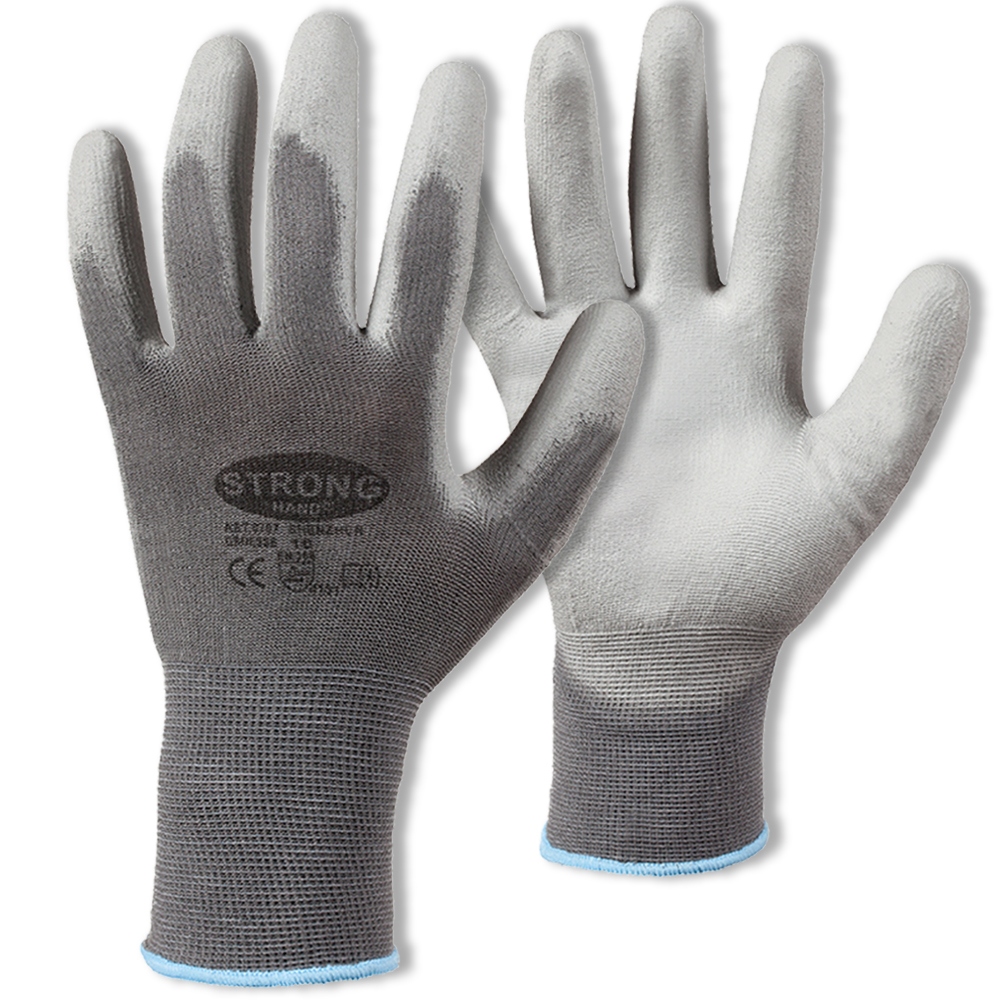 Găng tay lắp ráp Nylon phủ PU Stronghand 0707 màu xám cỡ 6-11