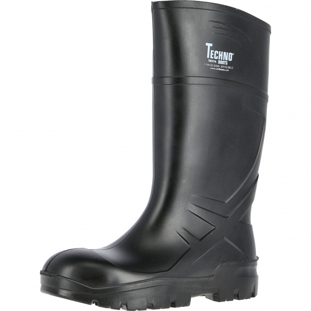 Giày bảo hộ Techno Troya PU - Màu đen, siêu nhẹ, tiêu chuẩn S5 SRC, cỡ 36-49