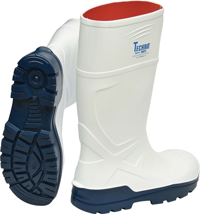 Giày ủng bảo hộ Techno Troya PU màu trắng siêu nhẹ tiêu chuẩn S4 SRC cỡ 36-49
