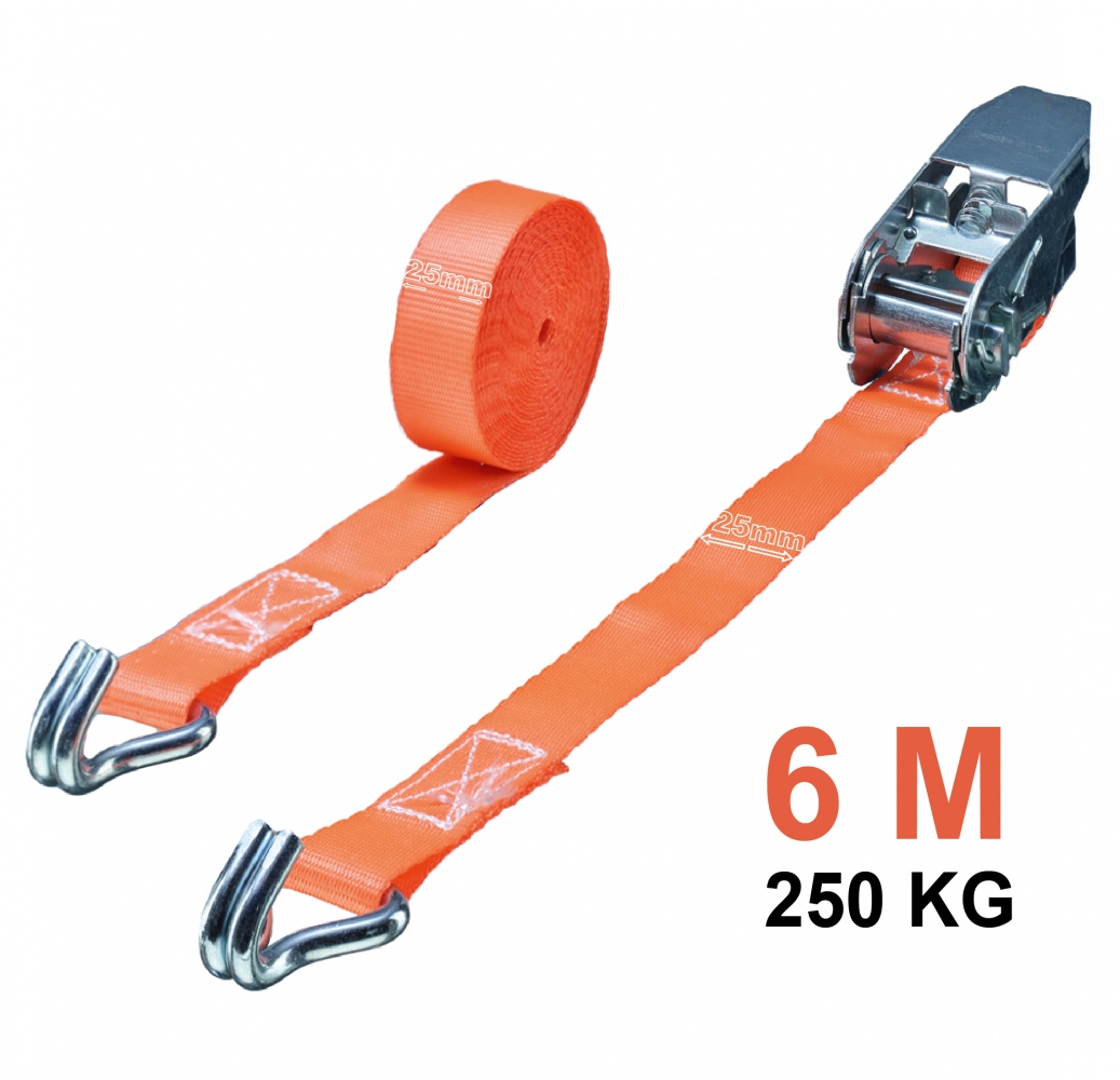 Dây tăng đơ chằng hàng Tector 84505 có móc chữ J đôi 250kg, 25mm, 6m