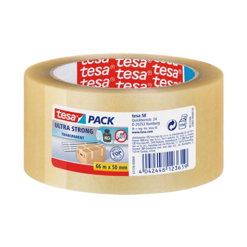 Băng keo đóng gói Tesa 4124, chất liệu PVC, màu trong suốt, kích thước 50mm x 66m