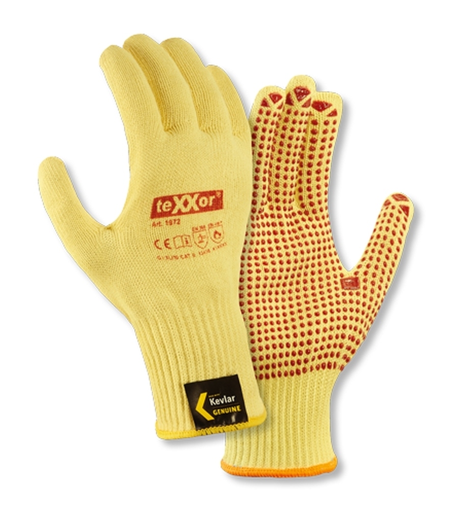 Găng tay bảo hộ chống cắt Kevlar Texxor 1972 kèm hạt nhựa PVC tăng độ bám