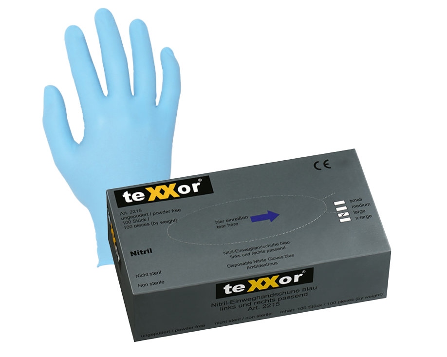 Găng tay cao su nitrile dùng một lần texxor 2215 không bột cấp độ 1