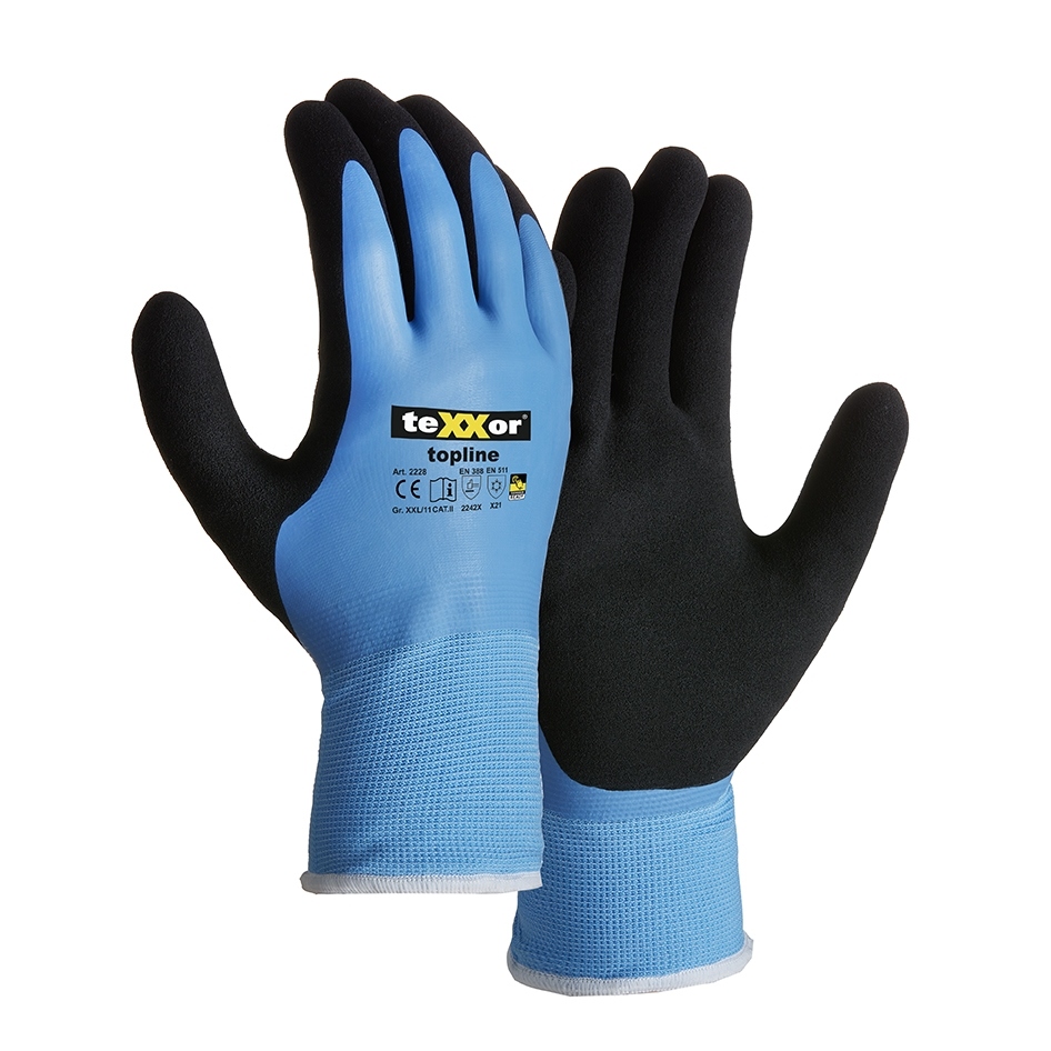 Găng tay bảo hộ mùa đông phủ cao su LATEX Texxor Topline 2228 - Size 8-12