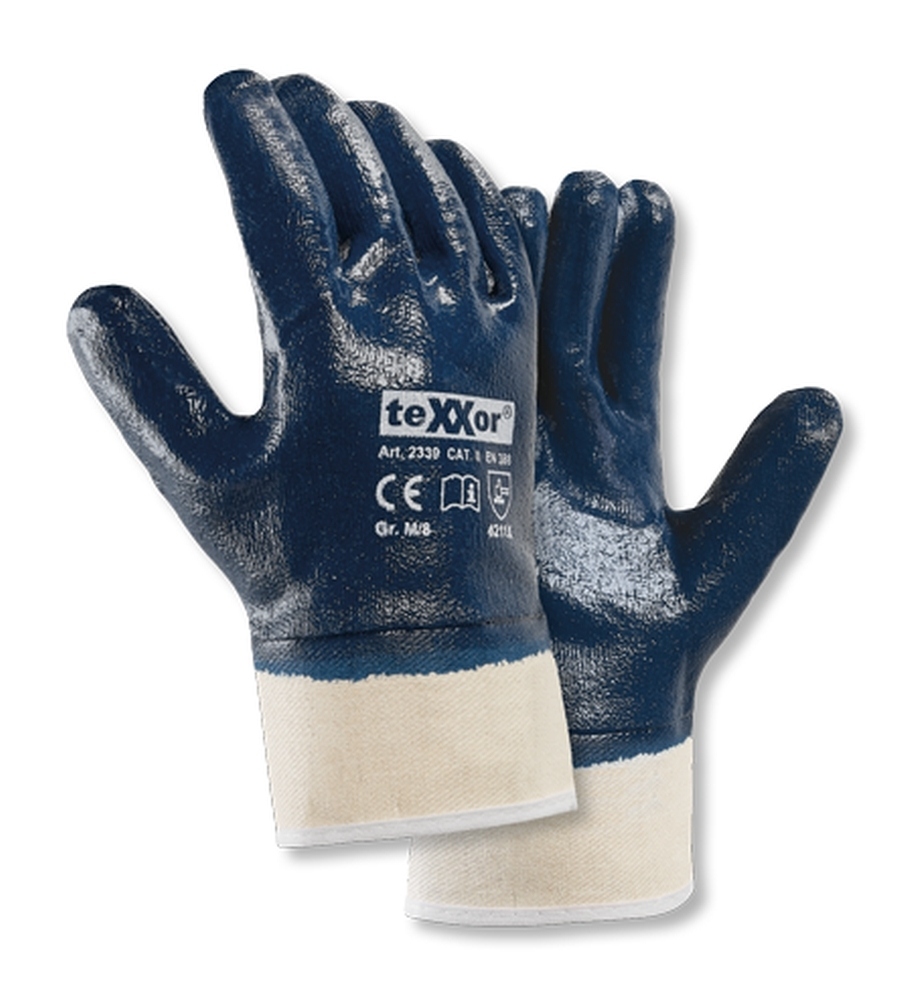 Găng tay bảo hộ phủ Nitrile toàn bộ teXXor 2339 có cổ tay bo 7-11