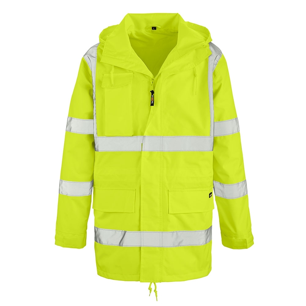 Áo khoác phản quang đi mưa EN 343 lớp 4/1 màu vàng S-5XL, Texxor 4101