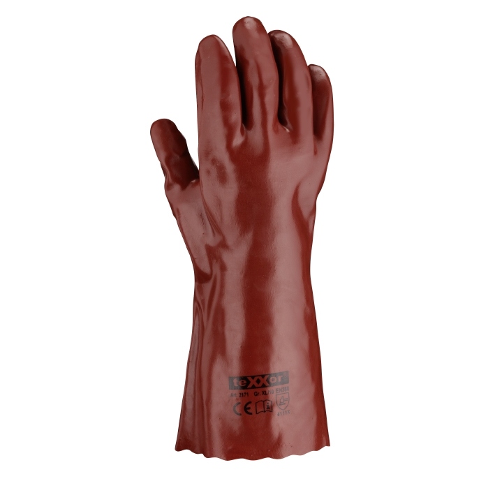 Găng tay bảo hộ PVC teXXor® 2171 màu nâu đỏ 35cm - Size 10