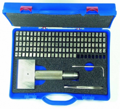 Bộ chữ đóng số và chữ bằng thép thay thế được gồm 100 ký tự, tiêu chuẩn Châu Âu