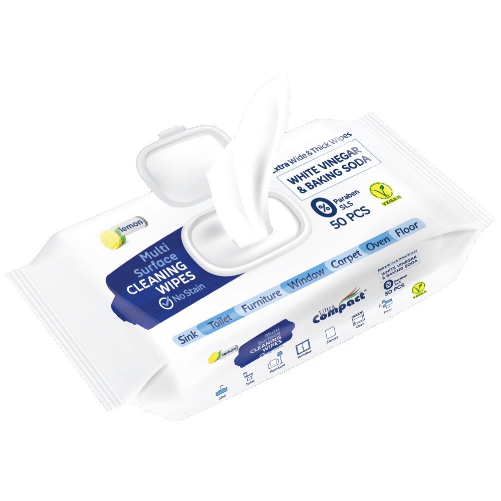 Khăn ướt vệ sinh đa năng Ultra Compact, thân thiện với da, 50 miếng