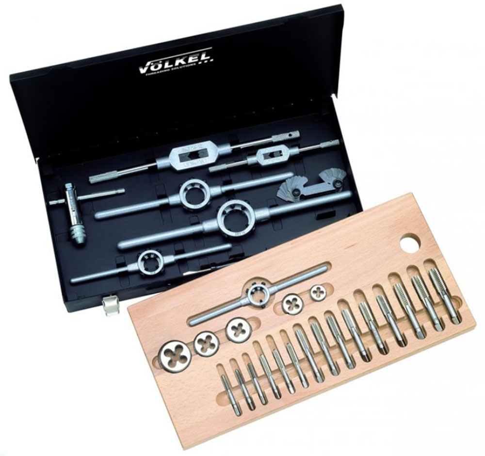 Völkel 48050 Bộ dụng cụ taro và ren 27 chi tiết, thép gió HSS-G