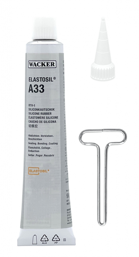 Cao su silicone RTV-1 Wacker Elastosil A33 lưu hóa bằng độ ẩm màu ngà tuýp 90ml