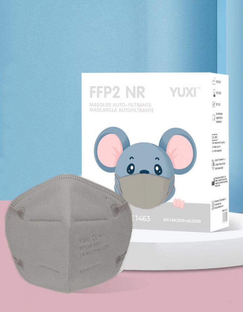 Khẩu trang lọc bụi thời trang YUXI cho trẻ em màu xám FFP2 NR